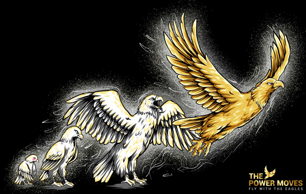 the self-development path through power university seen in 4 different stages of eagle development