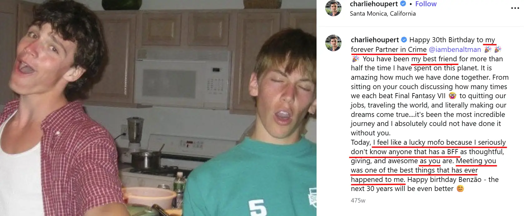charlie houpert story from Instagram, highlighting a relationship-centric approach and possibly over-investing and chasing