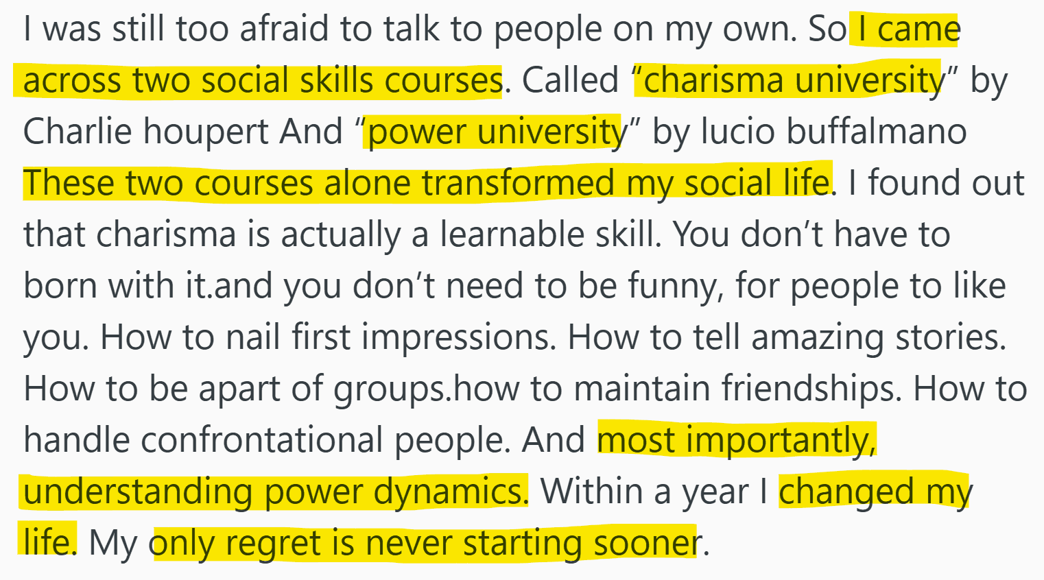 experience of a student who loved both charisma university and power university