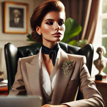 powerful and well dressed woman at her office