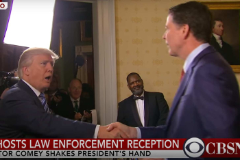 trump and comey with trump imposing on comey