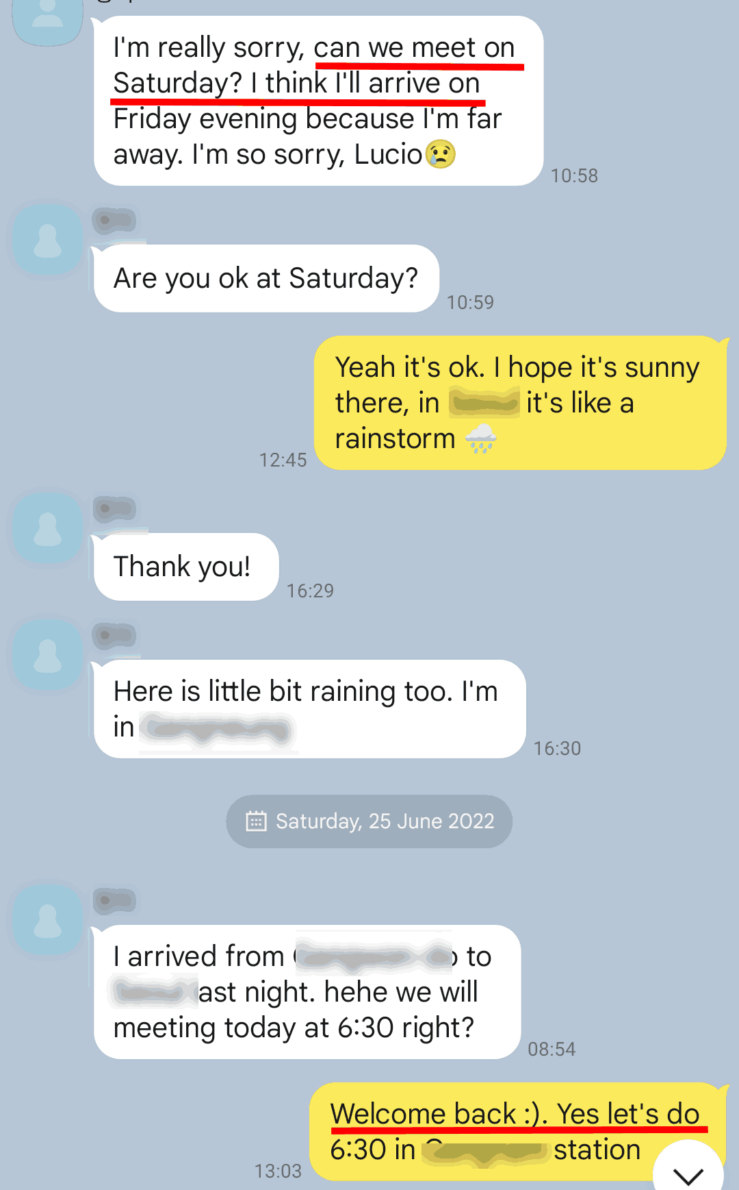 text example of girl canceling a date