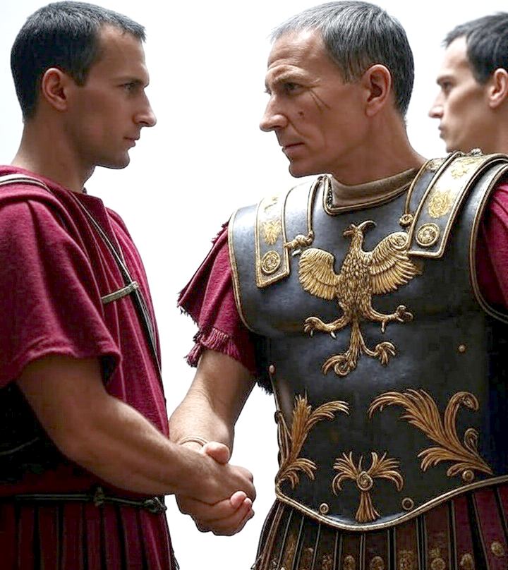 two men showing respect to each other