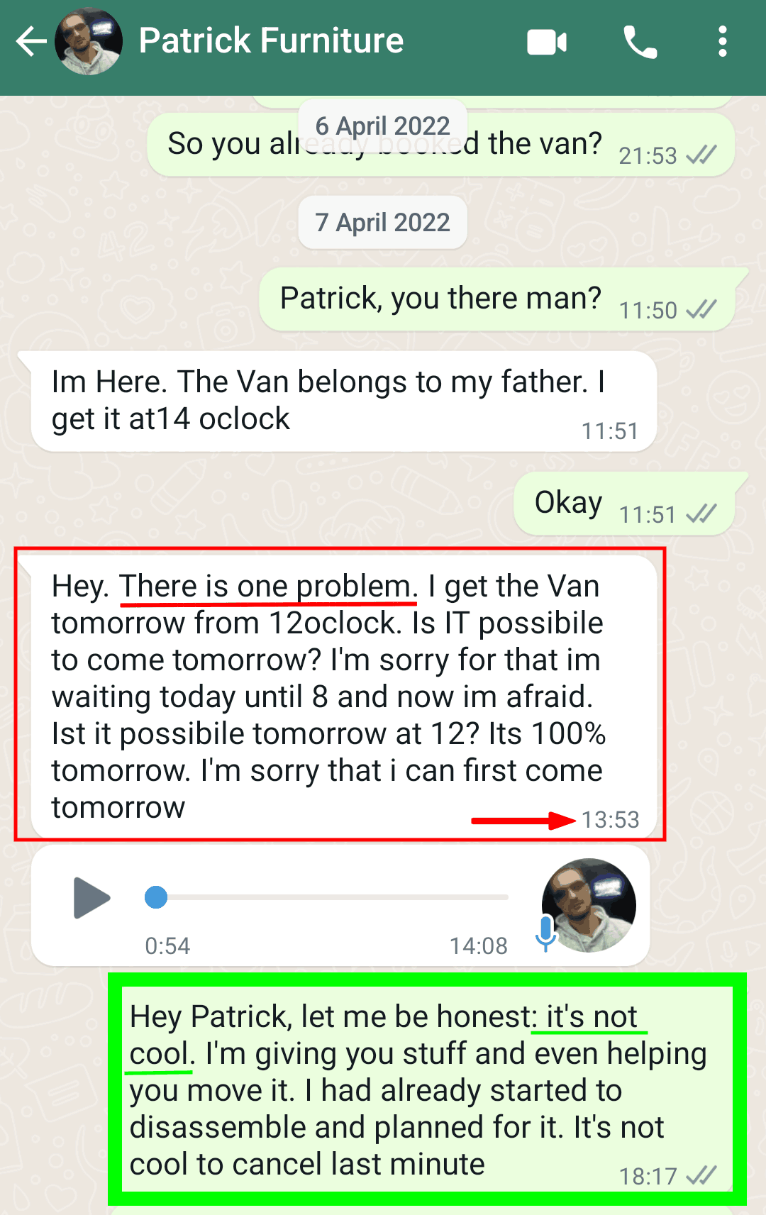 text example of last minute cancellation and how to handle it