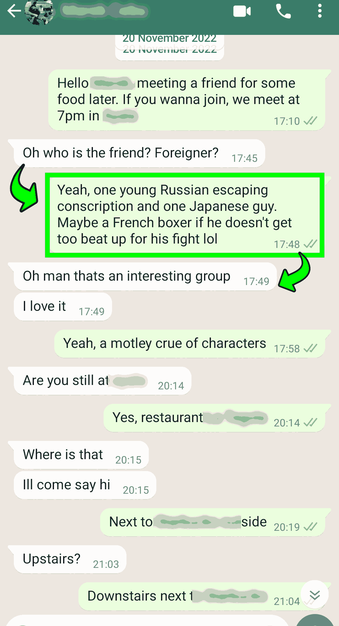 text example of how to organize a meetup among new friends