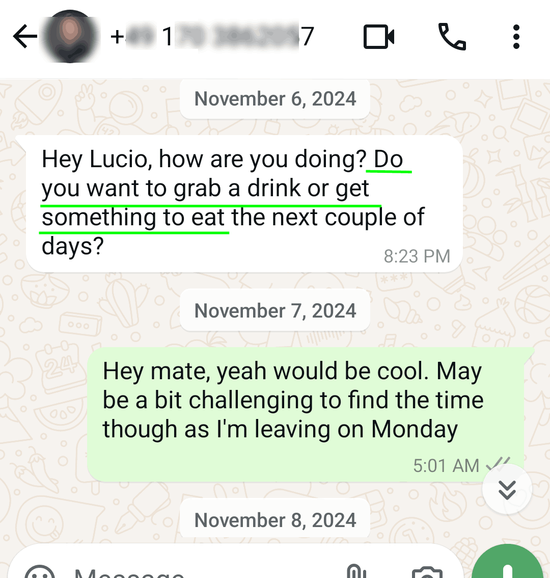 an acquaintace on the way to becoming a friend: text example