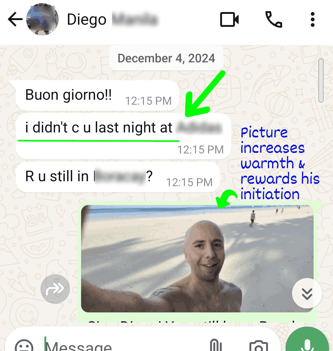 text example of the first steps of making friends as an adult: a man reaches out after I missed an event
