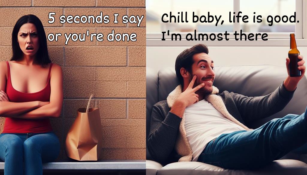 a man chills while his girlfriend is getting angry