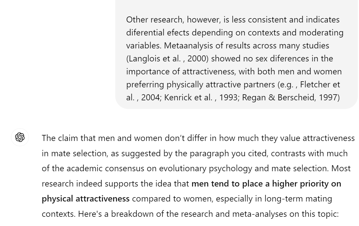 cultural variation around evolved preferences as shown by chatgtp