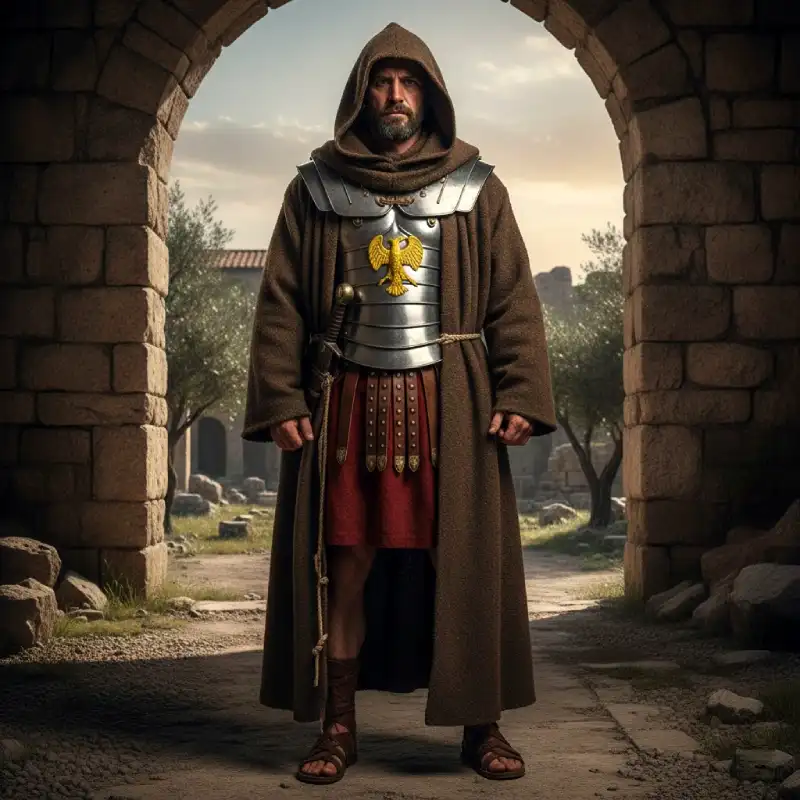 masculine warrior in monk robes