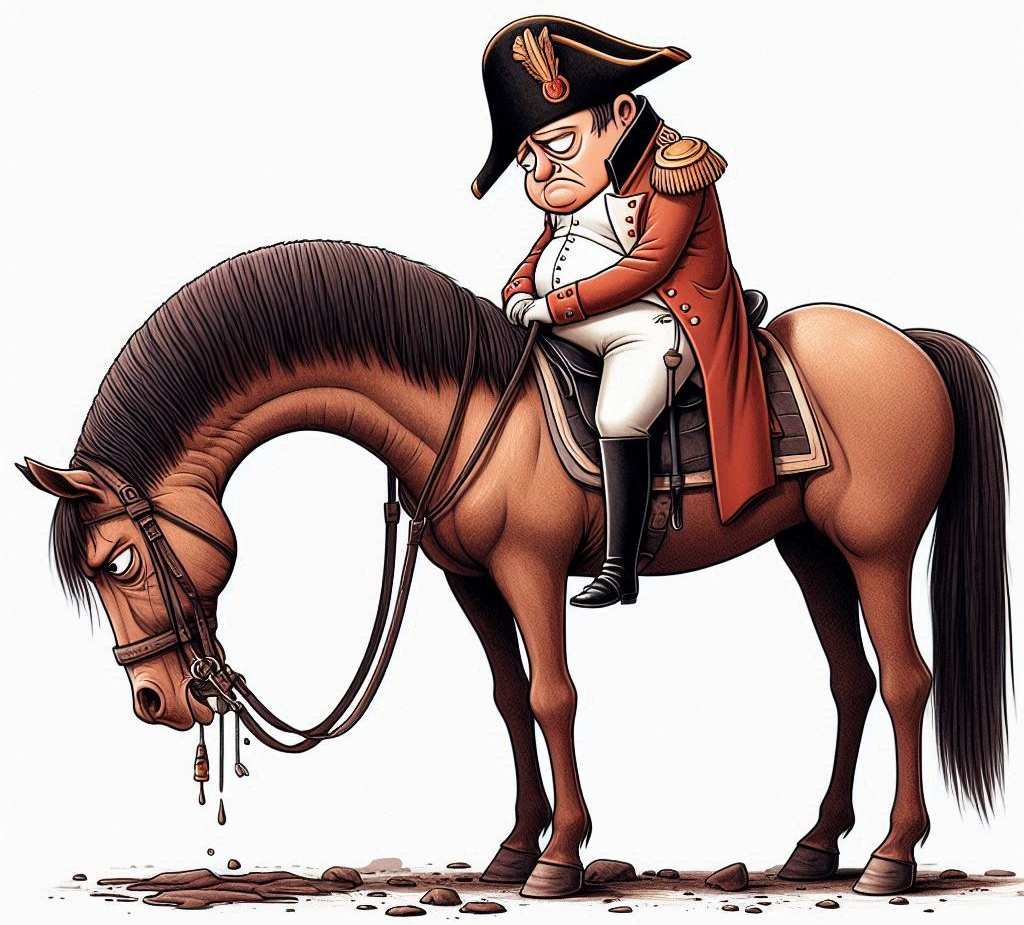 sad-looking Napoleon on a horse