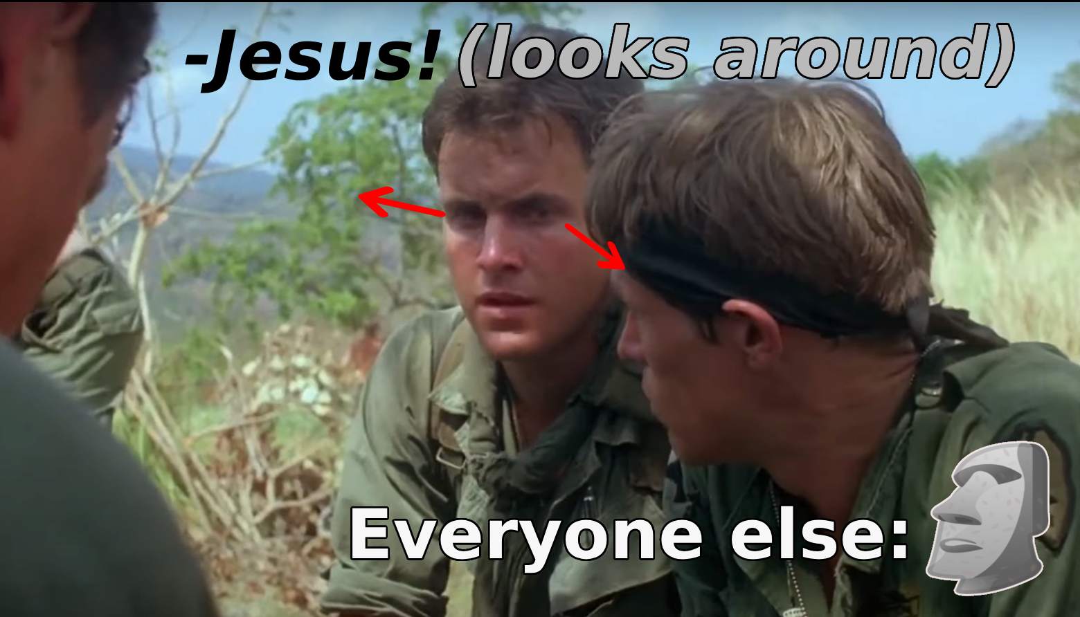 low confidence body langauge example from the movie Platoon with sentence and nonverbal analysis