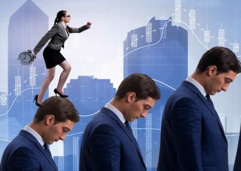 social climber walking upward on people's head