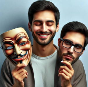 social calibration concept with two masks