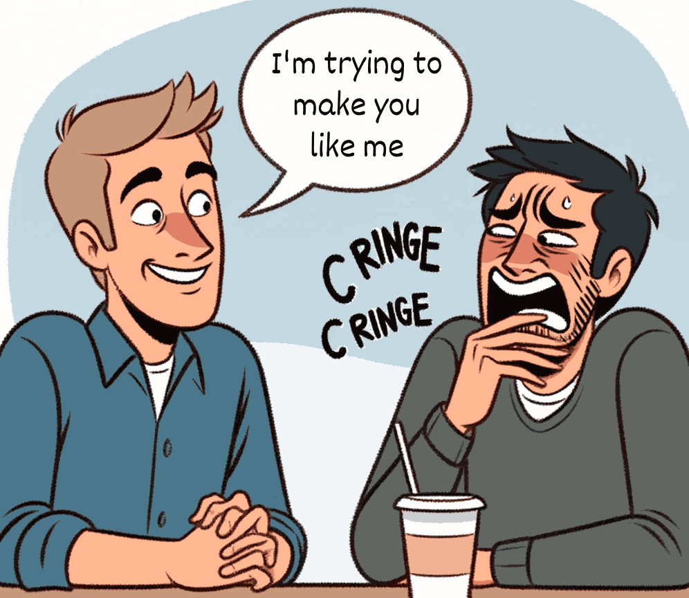 man makes another man cringe