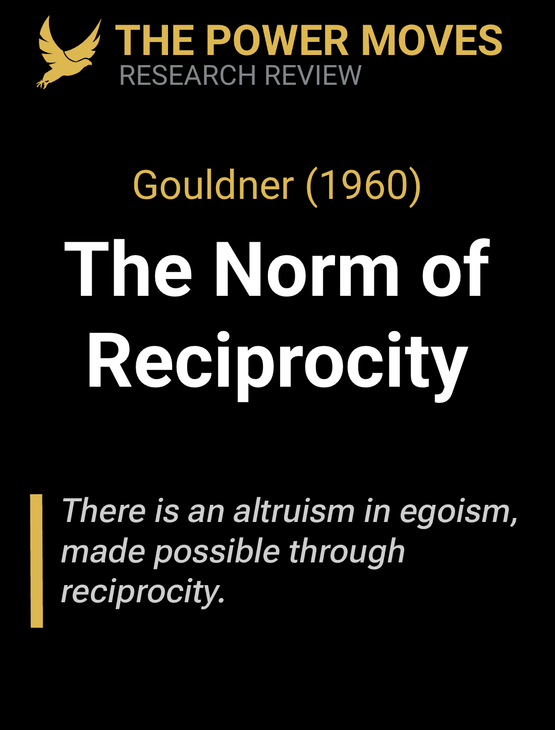 the norm of reciprocity (Gouldner 1960) in The Power Moves' research review
