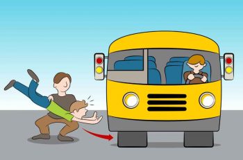cartoon of a man throwing someone under the bus