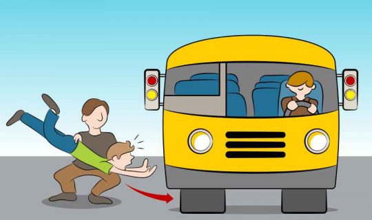 cartoon of a man throwing someone under the bus